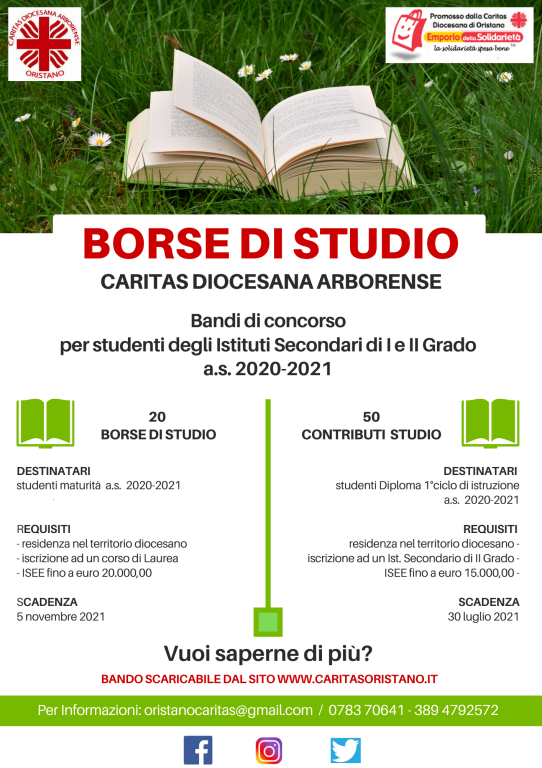 mini Locandina Borse di Studio Caritas Oristano a.s. 2020 2021